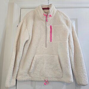 Victoria's Secret VS PINK Sherpa Teddy Plush Jacket White Cream and Hot Pink
